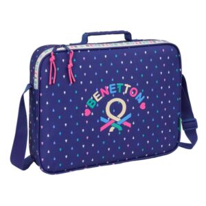 safta benetton drop maletin con cremallera bandolera ajustable asa forrada doble tirador fondo semirigido 6l 380x60x280mm color azul oscuro