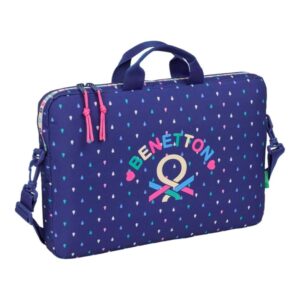 safta benetton drop maletin para portatil hasta 15.6" cremallera interior acolchado asas de mano doble cremallera 4l 400x40x270mm color azul oscuro