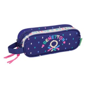 safta benetton drop portatodo 2 compartimentos con cremalleras asa lateral 1l 210x60x80mm color azul oscuro