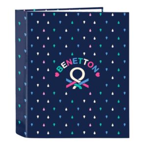 safta benetton drop carpeta con 4 anillas 40mm tapas duras forradas formato folio 270x60x330mm color azul oscuro