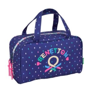 safta benetton drop neceser de 8l cremallera asas de mano superiores interior forrado bolsillo interior tirador doble 310x140x190mm color azul oscuro
