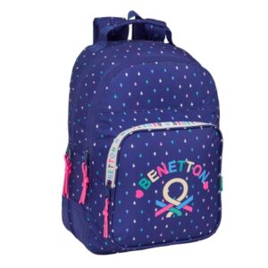safta benetton drop mochila con 2 compartimentos antirozaduras adaptable a carro portabotellas tirador doble hombreras acolchadas 20l 320x150x420mm color azul oscuro