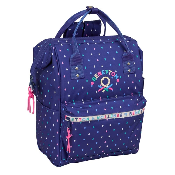 safta benetton drop mochila para portatil hasta 13" bolsillo con cremallera asas superiores hombreras ergonomicas compartimento acolchado 270x190x400mm color azul oscuro