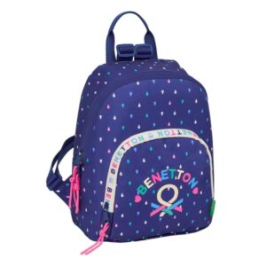 safta benetton drop mini mochila bolsillo frontal cremallera doble bolsillo trasero con cremallera hombreras ajustables asa superior 9.75l 250x130x300mm color azul oscuro