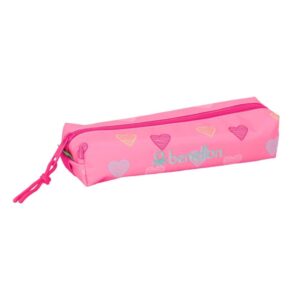 safta benetton heart portatodo cremallera goma elastica 0.53l 220x70x40mm color rosa