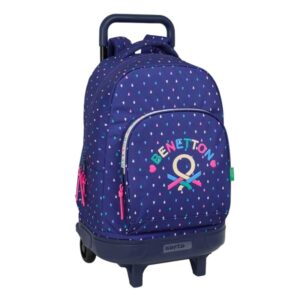 safta benetton drop mochila con carro extraible 33l portabotellas doble cremallera hombreras acolchadas tarjeta id 330x220x450mm color azul oscuro