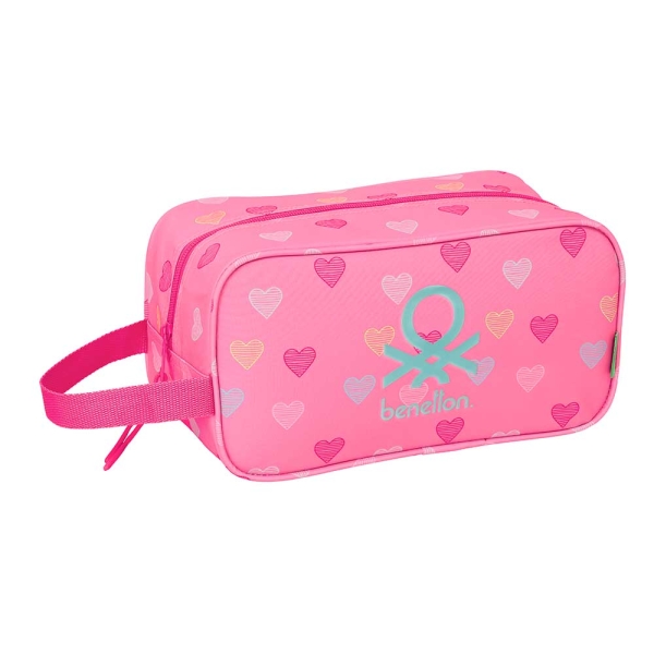 safta benetton heart zapatillero asa lateral 6l resistente y duradero organizacion eficiente 290x140x150mm color rosa