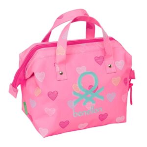 safta benetton heart neceser de 5.8l cremallera asa lateral interior forrado 265x125x175mm color rosa