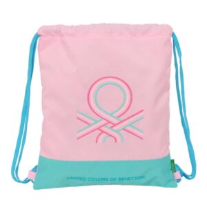 safta benetton dolce saco plano bolsillo interior con cremallera cierre con cordones 5l 350x10x400mm color rosa pastel