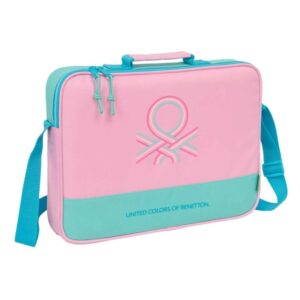 safta benetton dolce maletin con cremallera bandolera ajustable asa forrada doble tirador fondo semirigido 6l 380x60x280mm color rosa pastel