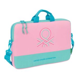 safta benetton dolce maletin para portatil hasta 15.6" interior acolchado bandolera ajustable asas en la parte superior doble tirador 4l 400x40x270mm color rosa pastel