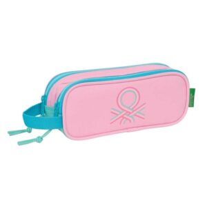 safta benetton dolce portatodo 2 compartimentos con cremalleras asa lateral 1l 210x60x80mm color rosa pastel