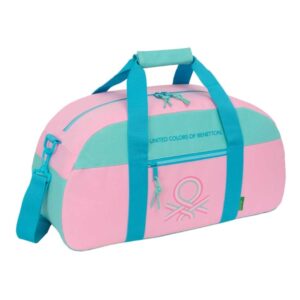 safta benetton dolce bolsa de deporte bolsillo frontal bandolera ajustable cremallera doble en cierre tacos protectores en base fondo extraible 26l 500x200x260mm color rosa pastel