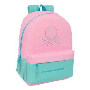 safta benetton dolce mochila adaptable a carro bolsillos laterales doble tirador en cremallera ergonomia acolchada asa superior 19l 300x140x460mm color rosa pastel