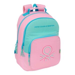 safta benetton dolce mochila con 2 compartimentos antirozaduras adaptable a carro portabotellas tirador doble hombreras ergonomicas 20l 320x150x420mm color rosa pastel