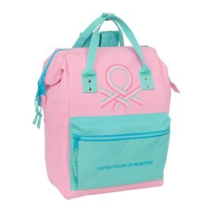 safta benetton dolce mochila para portatil hasta 13" bolsillo con cremallera asas superiores compartimentos multiples tirador doble 270x190x400mm color rosa pastel