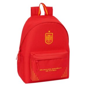 safta seleccion española de futbol mochila para portatil hasta 14.1" bolsillo frontal portabotellas doble tirador hombreras ergonomicas asa superior 17.30l 310x130x430mm color rojo
