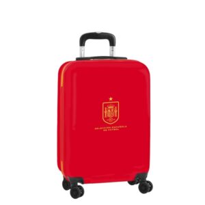 safta seleccion española de futbol maleta trolley de cabina 20” cierre con candado panel con cremallera cintas con pvc asa flexible pvc 40.10l 345x200x550mm color rojo