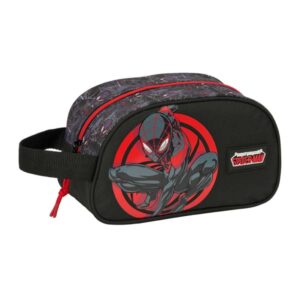 safta miles morales neceser de 5l cremallera asa lateral adapatable a carro 260x120x150mm color negro y rojo