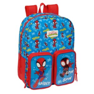 safta spidey mochila infantil adaptable a carro portabotellas hombreras acolchadas bolsillo frontal asa de mano 10l 260x110x340mm color rojo y azul