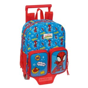 safta spidey mochila con carro tarjeta id bolsillos grandes mochila extraible carro resistente asa superior medidas abiertas 6l 220x100x270mm color rojo y azul