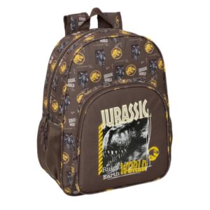 safta jurassic world mochila adaptable a carro bolsillos laterales doble tirador hombreras acolchadas bolsillo frontal asa superior 19l 330x140x420mm color marron