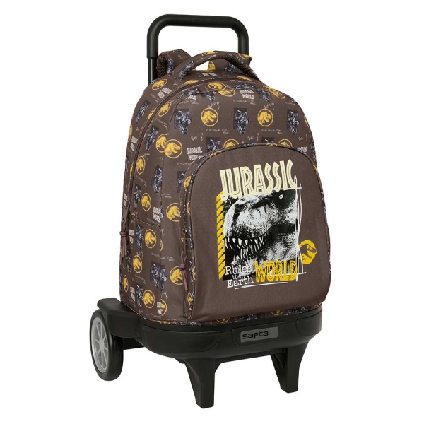 safta jurassic world mochila con carro extraible bolsillo frontal ruedas antivibracion asa acolchada sistema de bloqueo 330x220x450mm color marron