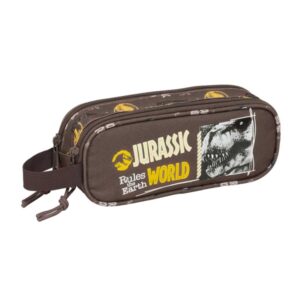 safta jurassic world portatodo 2 compartimentos con cremalleras asa lateral 1l 210x60x80mm color marron