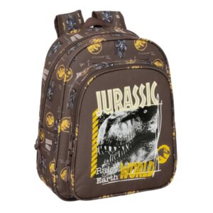 safta jurassic world mochila infantil adaptable a carro portabotellas hombreras acolchadas bolsillo frontal asa superior 9l 270x100x330mm color marron