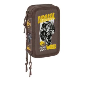 safta jurassic world plumier de 3 pisos 37 piezas 1.3l goma lapiz boligrafos sacapuntas reglas 16 colores 14 rotuladores 125x55x195mm color marron