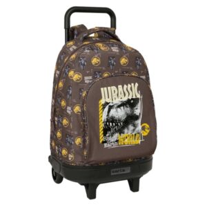 safta jurassic world mochila con carro extraible bolsillo frontal portabotellas hombreras acolchadas asa acolchada tarjeta id base reforzada 33l 330x220x450mm color marron