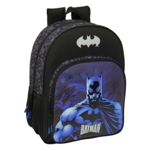 safta batman mochila adaptable a carro portabotellas doble tirador en cremallera hombreras ergonomicas acolchadas bolsillo frontal asa de mano superior 19l 330x140x420mm color negro