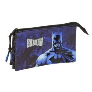 safta batman portatodo 3 compartimentos con cremalleras bolsillo interior 0.6l 220x30x120mm color negro