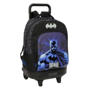 safta batman mochila con carro extraible bolsillo frontal portabotellas tirador doble hombreras acolchadas asa acolchada tarjeta id bandeja pvc 330x220x450mm color negro
