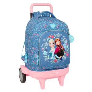 safta frozen mochila con carro extraible bolsillo frontal portabotellas tirador doble hombreras acolchadas asa acolchada tarjeta id ruedas antivibracion 33 l 330x220x450mm color azul