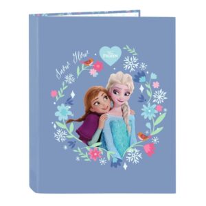safta frozen carpeta con 4 anillas 25mm tapas duras forradas formato folio resistente 265x40x330mm color azul