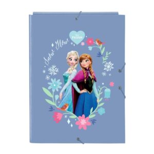 safta frozen carpeta con 3 solapas tapas duras forradas formato folio cierre con gomas durabilidad y proteccion 260x25x335mm color azul