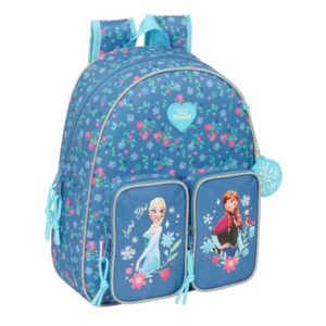 safta frozen mochila infantil adaptable a carro portabotellas hombreras acolchadas bolsillo frontal asa superior 9.5l 280x100x340mm color azul