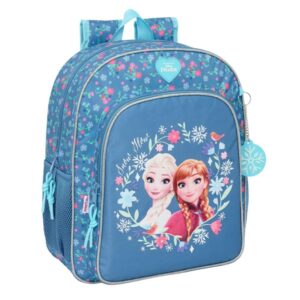 safta frozen mochila adaptable a carro portabotellas doble tirador en cremallera hombreras ergonomicas y acolchadas asa de mano superior 15l 320x120x380mm color azul