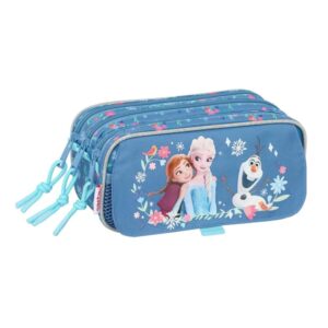 safta frozen portatodo 3 compartimentos con cremalleras bolsillo frontal cinta adaptable 1.72l 215x80x100mm color azul