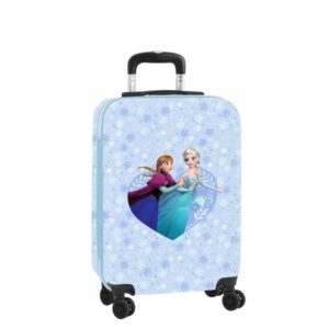 safta frozen maleta trolley de cabina 20” cierre con candado interior forrado bolsillo de red cintas con pvc ruedas giratorias asa extensible 345x200x550mm color azul