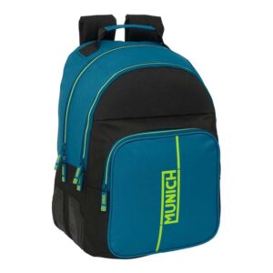 safta munich land mochila con 2 compartimentos antirozaduras adaptable a carro portabotellas tirador doble hombreras acolchadas 20 l 320x150x420mm color azul oscuro