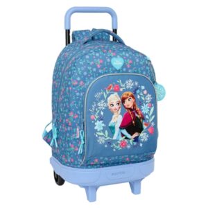 safta frozen mochila con carro extraible bolsillo frontal portabotellas tirador doble hombreras acolchadas asa acolchada tarjeta id base reforzada 33l 330x220x450mm color azul
