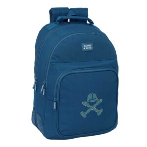 safta harper and neyer mochila con 2 compartimentos antirozaduras adaptable a carro portabotellas tirador doble hombreras ergonomicas 20l 320x150x420mm color azul marino