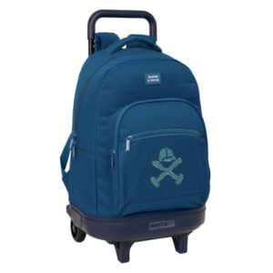 safta harper and neyer mochila con carro extraible bolsillo frontal portabotellas tirador doble hombreras acolchadas asa acolchada tarjeta id 330x220x450mm color azul marino