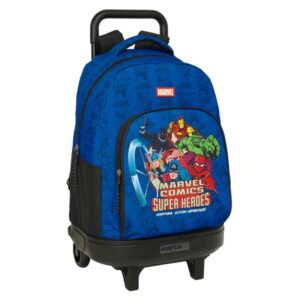 safta avengers mochila con carro extraible bolsillo frontal portabotellas tirador doble hombreras acolchadas asa acolchada tarjeta id 33l 330x220x450mm color azul oscuro