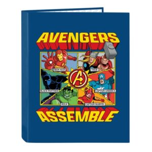 safta avengers carpeta con 4 anillas 25mm tapas duras forradas formato folio 265x40x330mm color azul oscuro