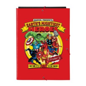 safta avengers carpeta con 3 solapas tapas duras forradas formato folio cierre con gomas 260x25x335mm color rojo