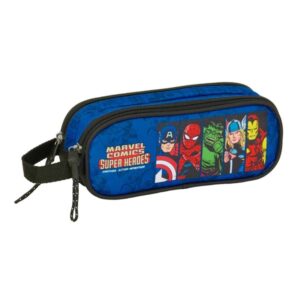 safta avengers portatodo 2 compartimentos con cremalleras asa lateral 1l 210x60x80mm color azul oscuro