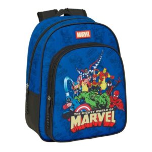 safta avengers mochila infantil adaptable a carro portabotellas hombreras acolchadas bolsillo frontal asa de mano superior 9l 270x100x330mm color azul oscuro
